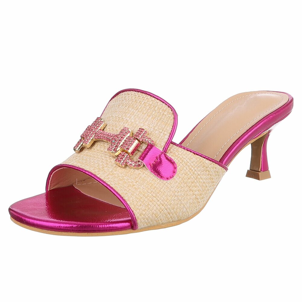 Slapi eleganti cu toc - roz fuchsia dama