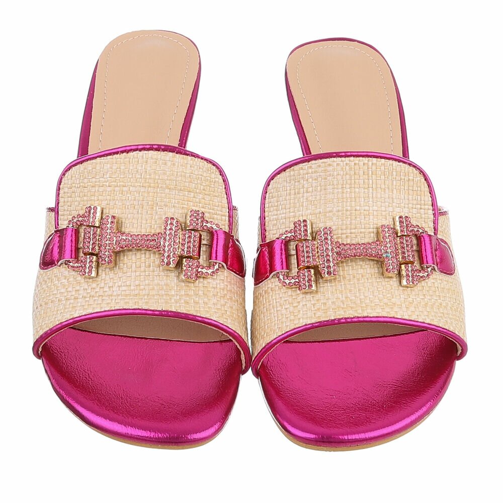 Slapi eleganti cu toc - roz fuchsia dama