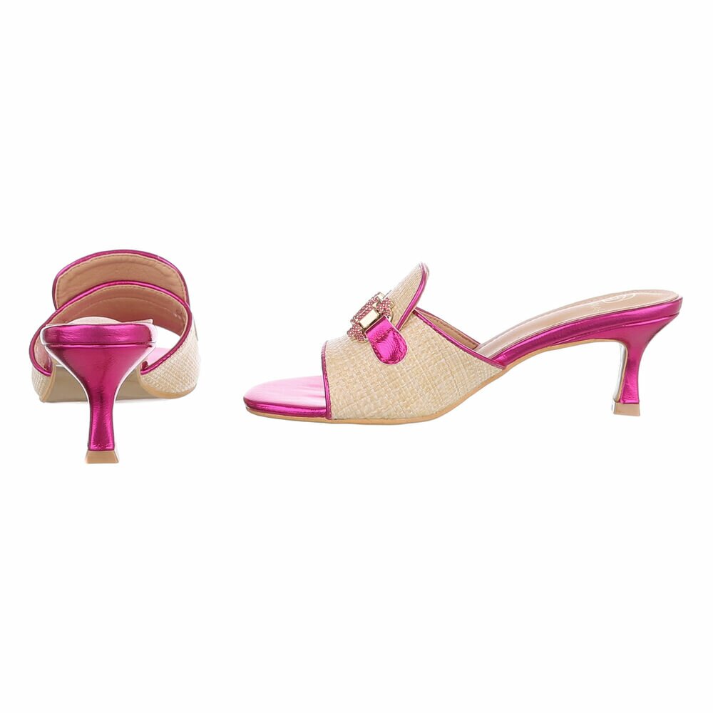Slapi eleganti cu toc - roz fuchsia dama