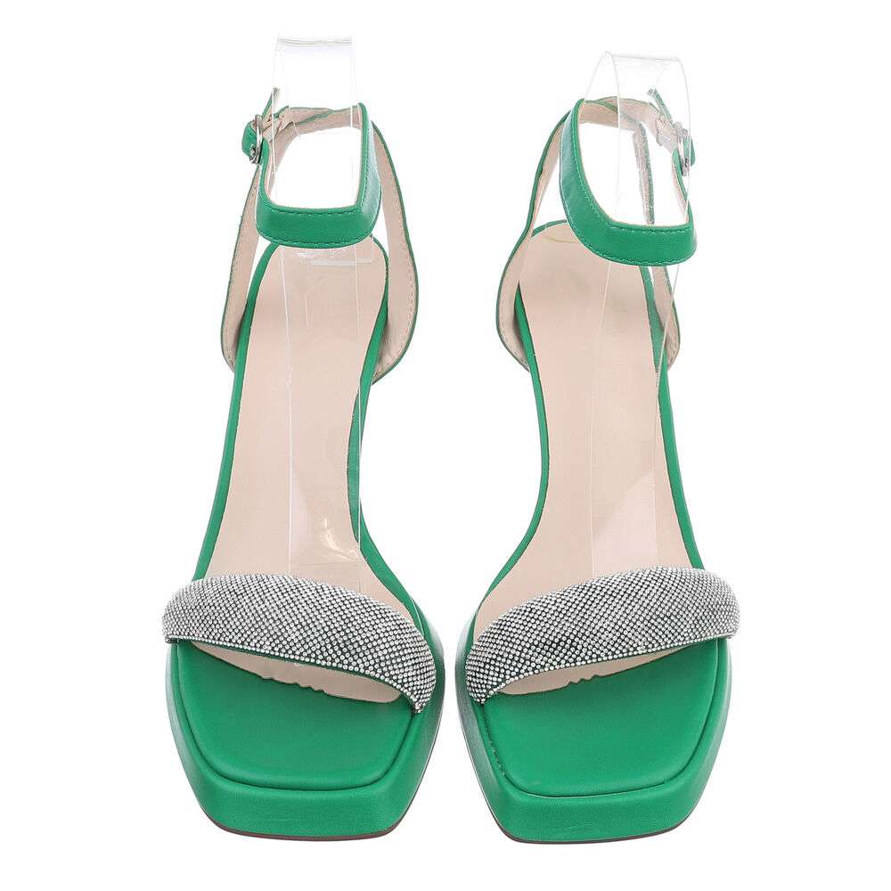 Sandale ocazie cu toc - verde dama