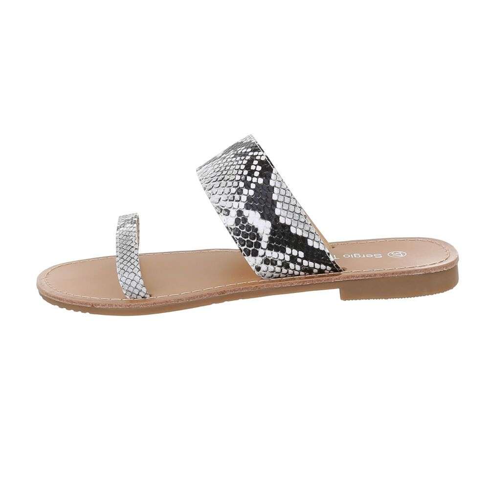 Papuci animal print - alb dama