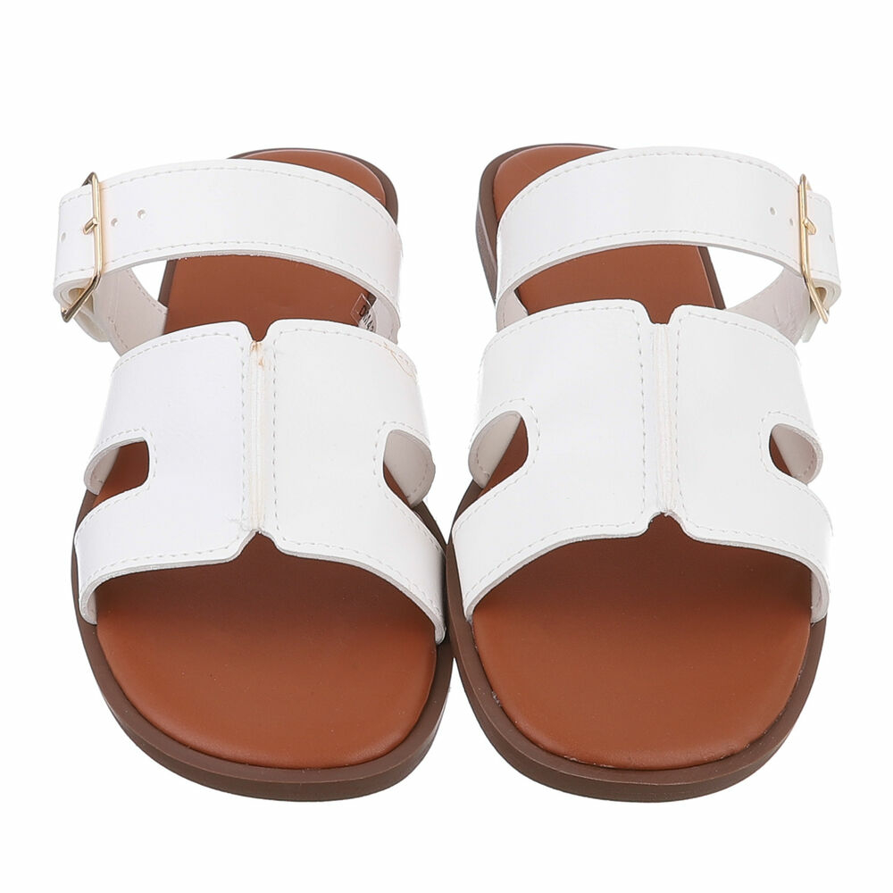 Sandale joase plat - alb dama