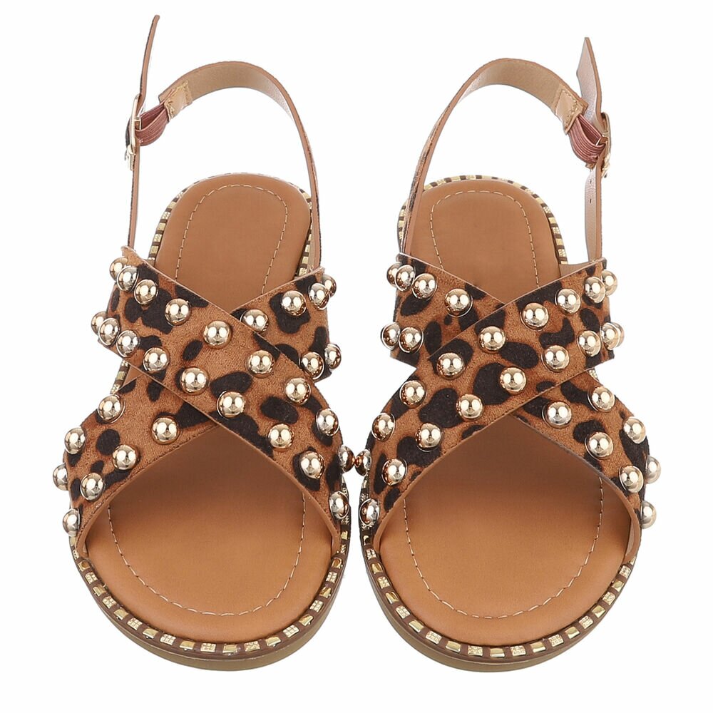 Sandale joase plat - imprimeu leopard dama