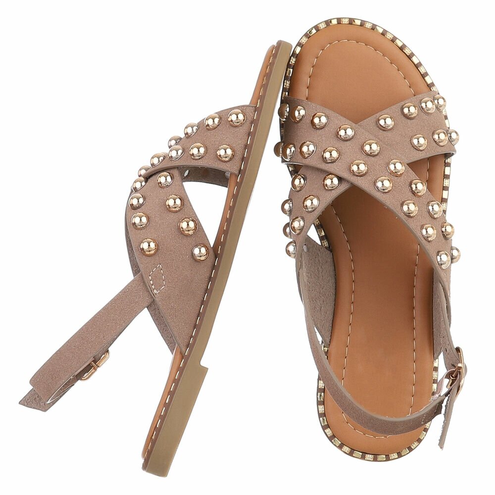 Sandale joase plat - kaki dama