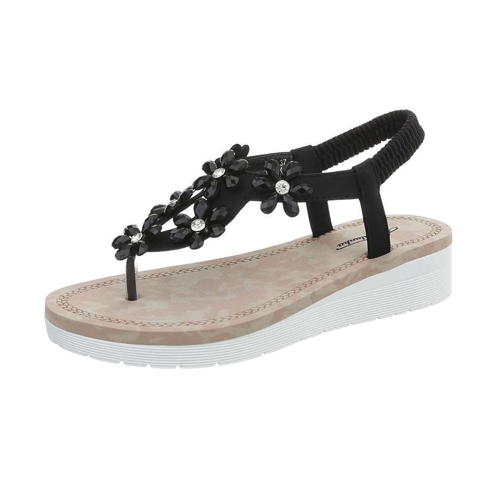 Sandale cu platforma mica - negru dama
