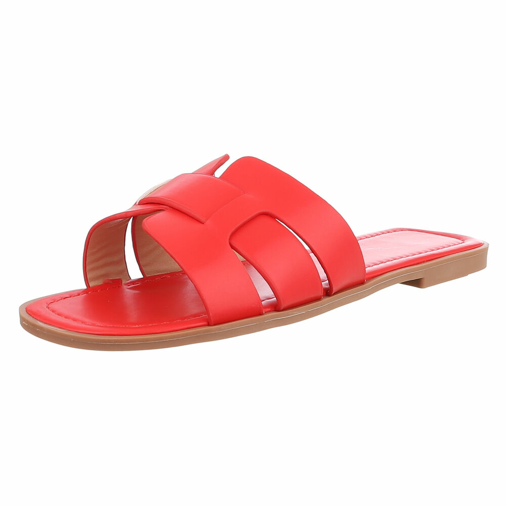 Sandale joase plat - rosu dama