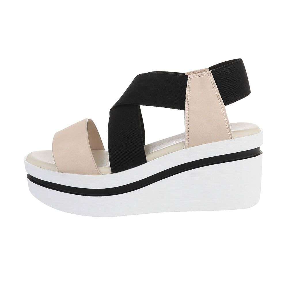Sandale platforma - crema negru dama