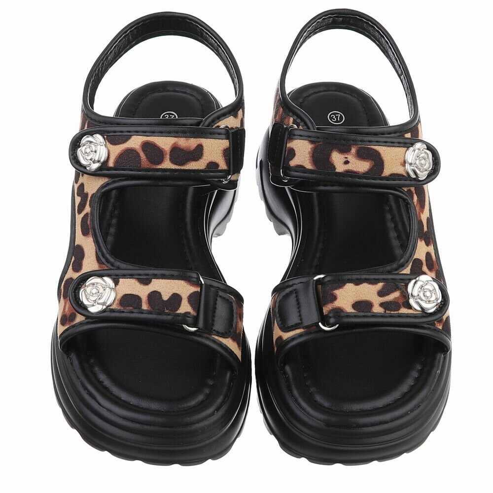 Sandale cu talpa groasa - imprimeu leopard dama