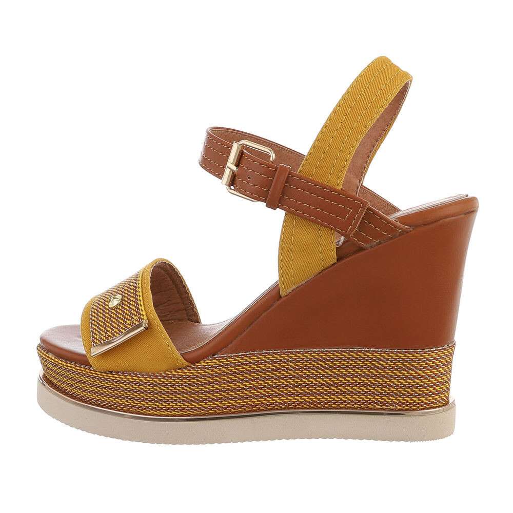 Sandale cu platforma si bareta - jauneyellow dama