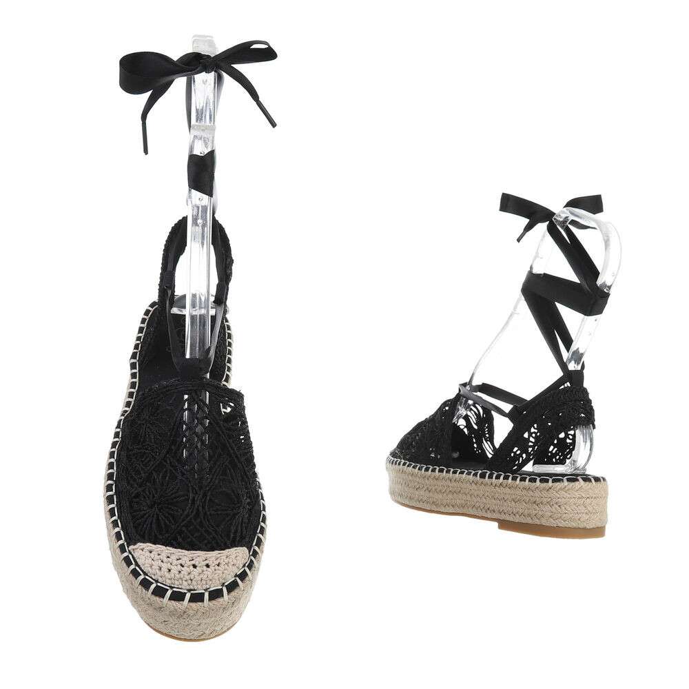Sandale cu platforma care se leaga pe picior - negru dama
