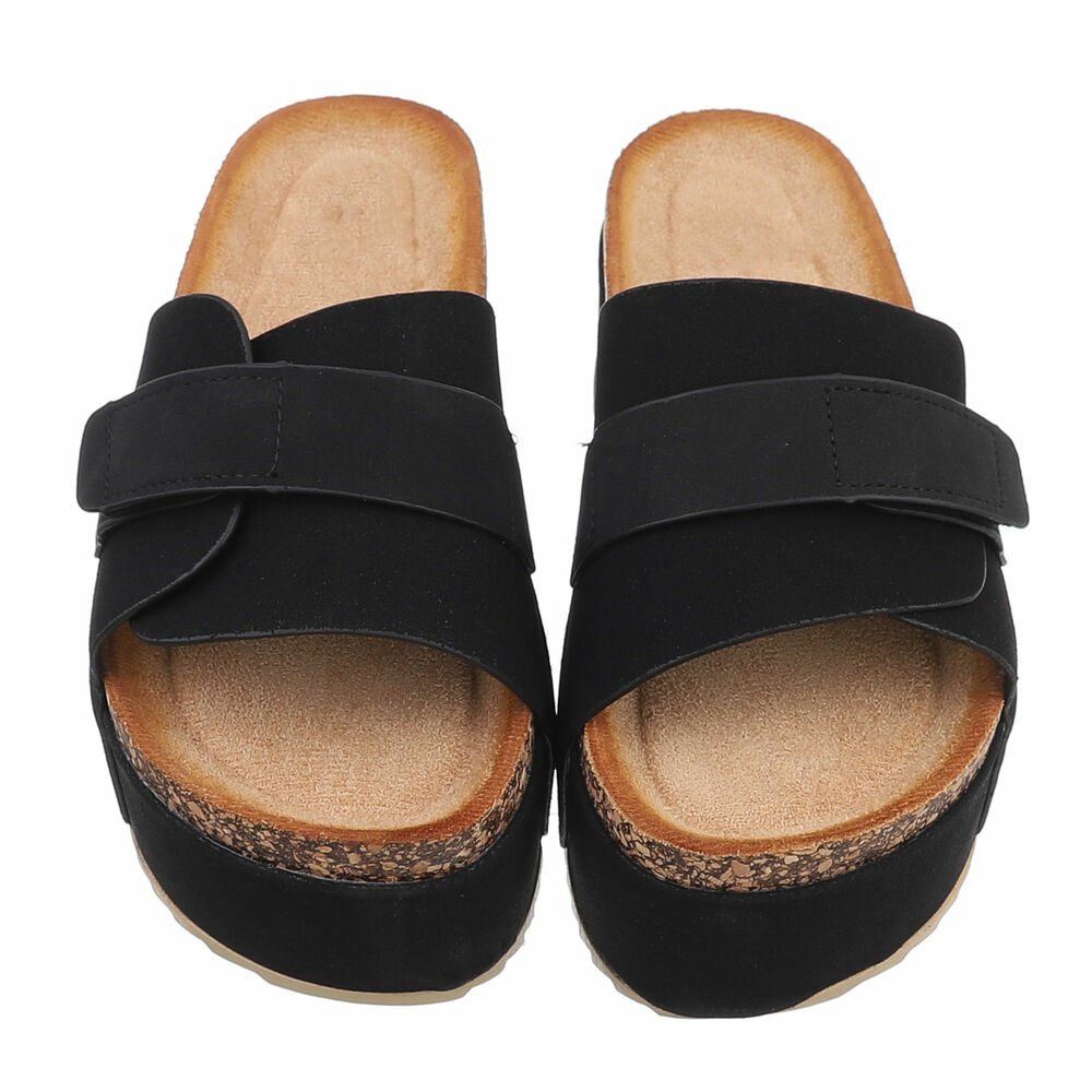 Papuci fashion cu platforma groasa - negru dama