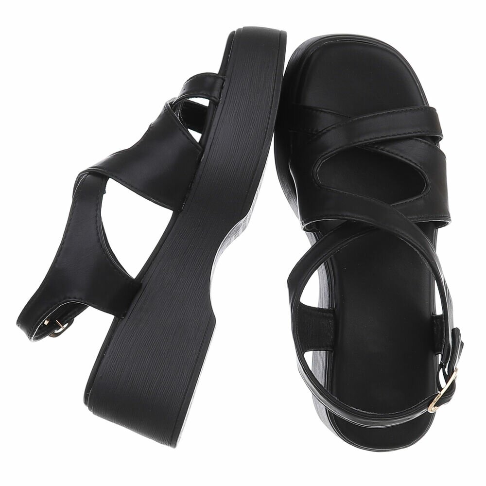 Sandale cu talpa groasa - negru dama