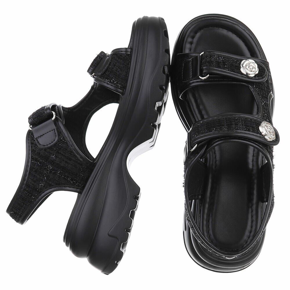 Sandale casual cu platforma - negru dama