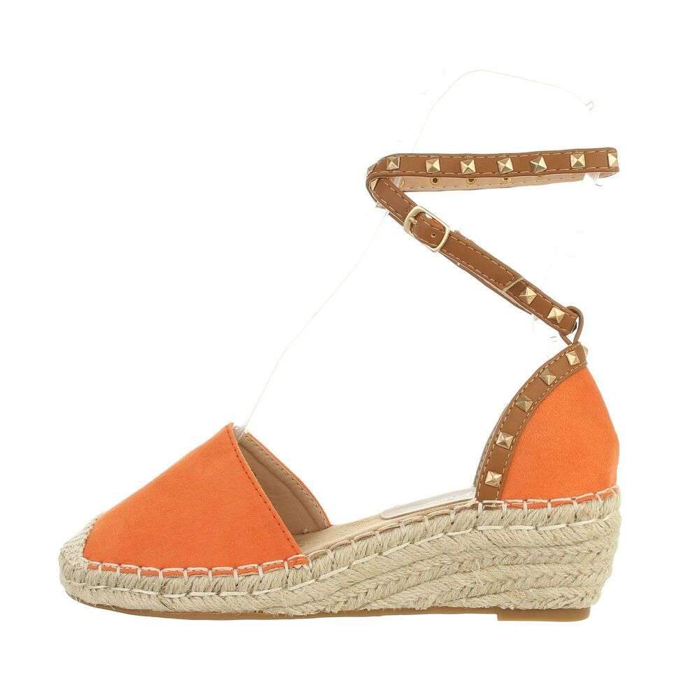 Sandale pe glezna cu platforma - portocaliu dama