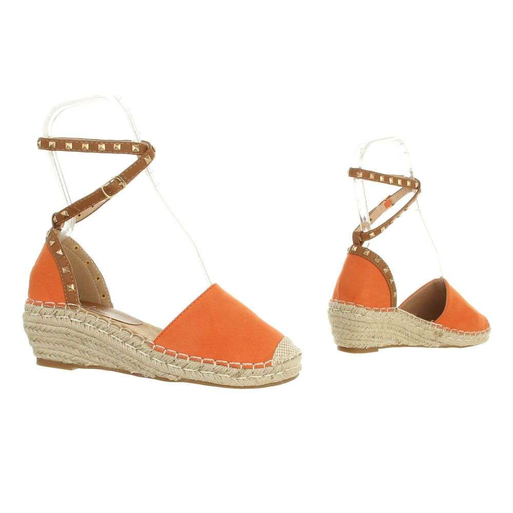 Sandale pe glezna cu platforma - portocaliu dama
