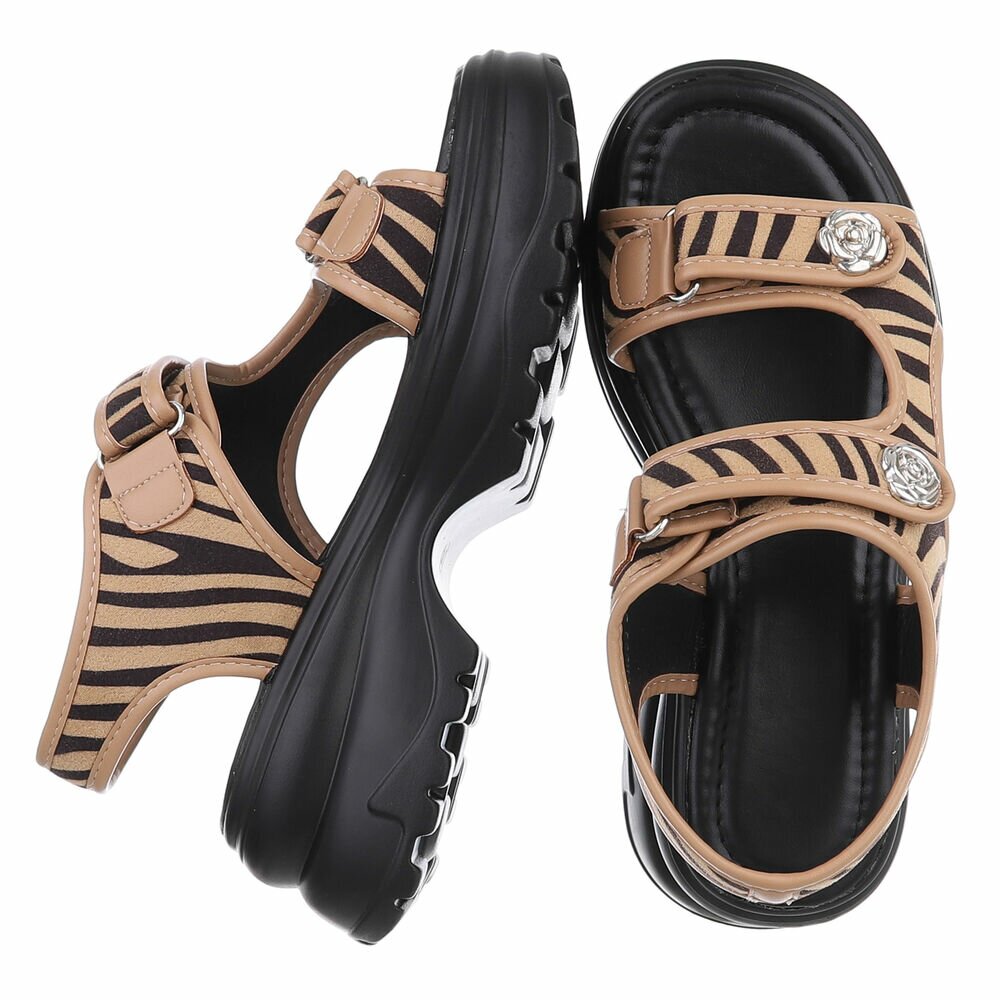 Sandale cu talpa groasa - zebra dama