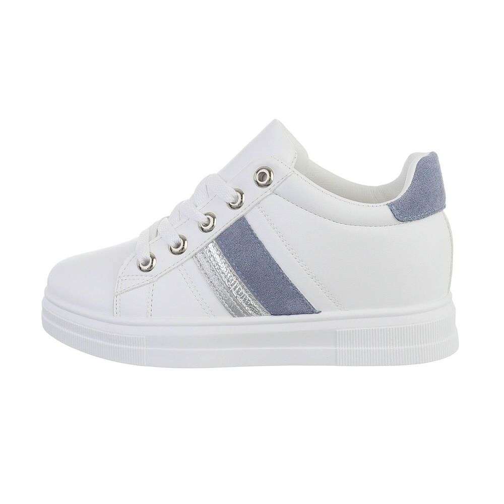 Pantofi sport cu platforma ascunsa - albastru alb dama