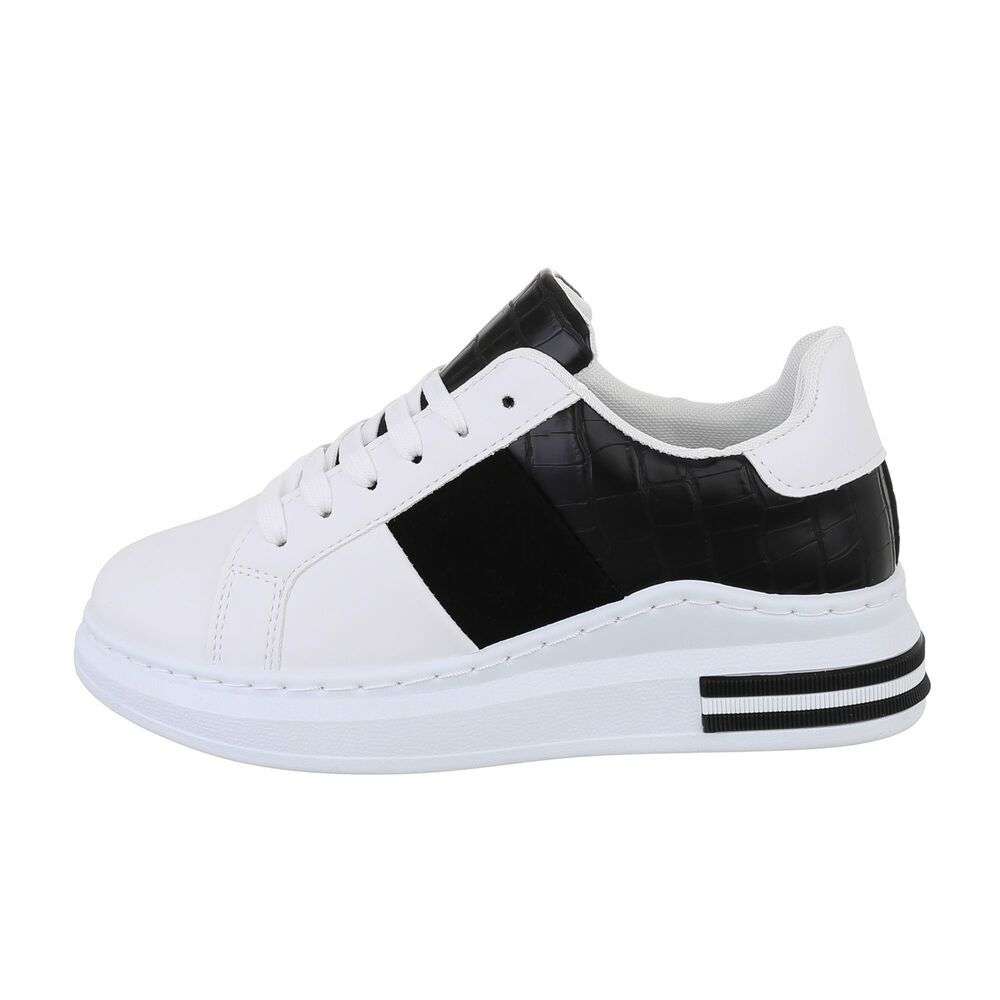 Pantofi sport cu siret - alb negru dama