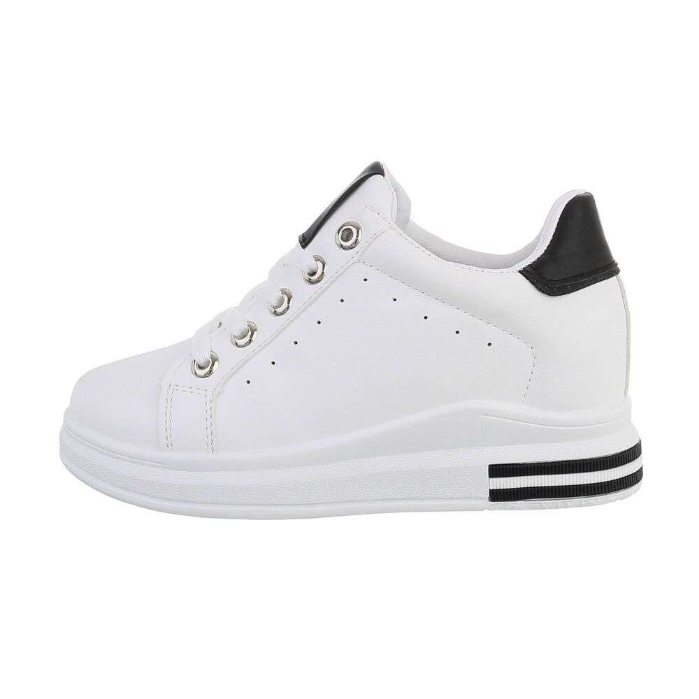 Sneakers cu platforma ascunsa - alb negru dama