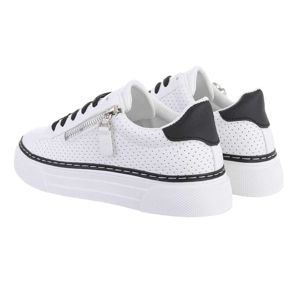 Pantofi casual cu siret - alb negru dama