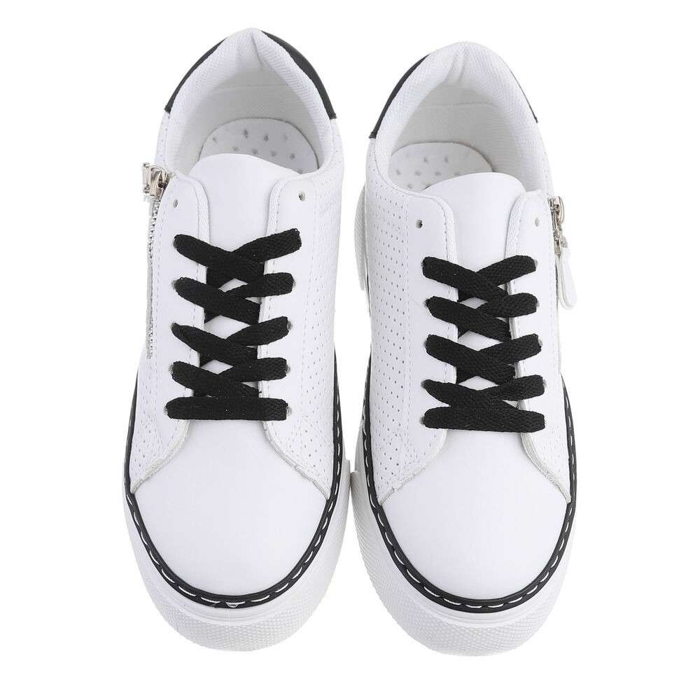 Pantofi casual cu siret - alb negru dama
