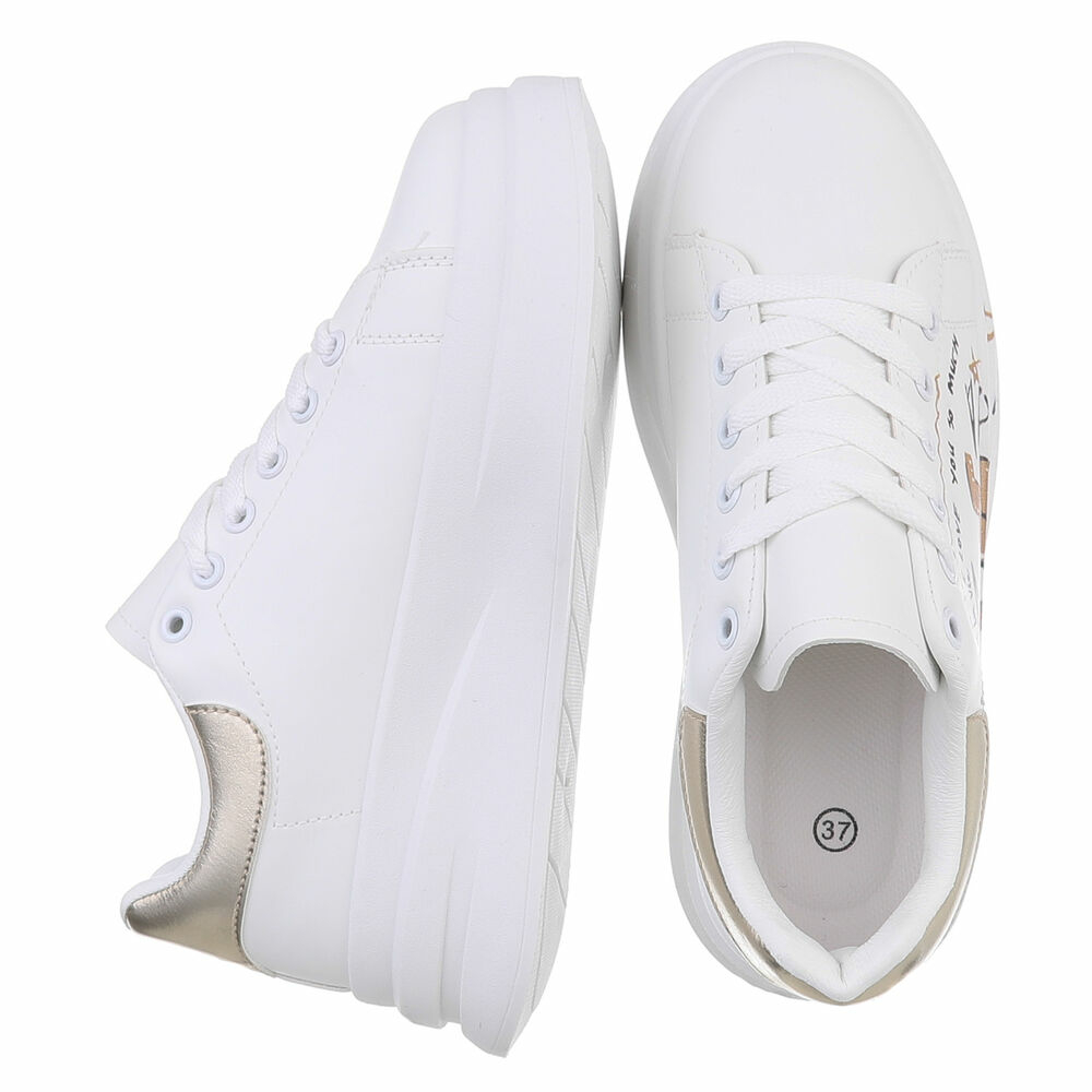 Sneakers fashion cu imprimeu - auriu dama