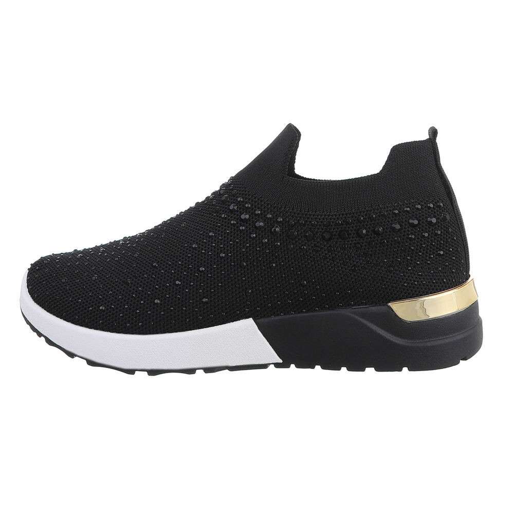 Sneakers cu strasuri - negru dama