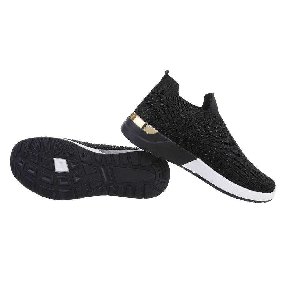 Sneakers cu strasuri - negru dama