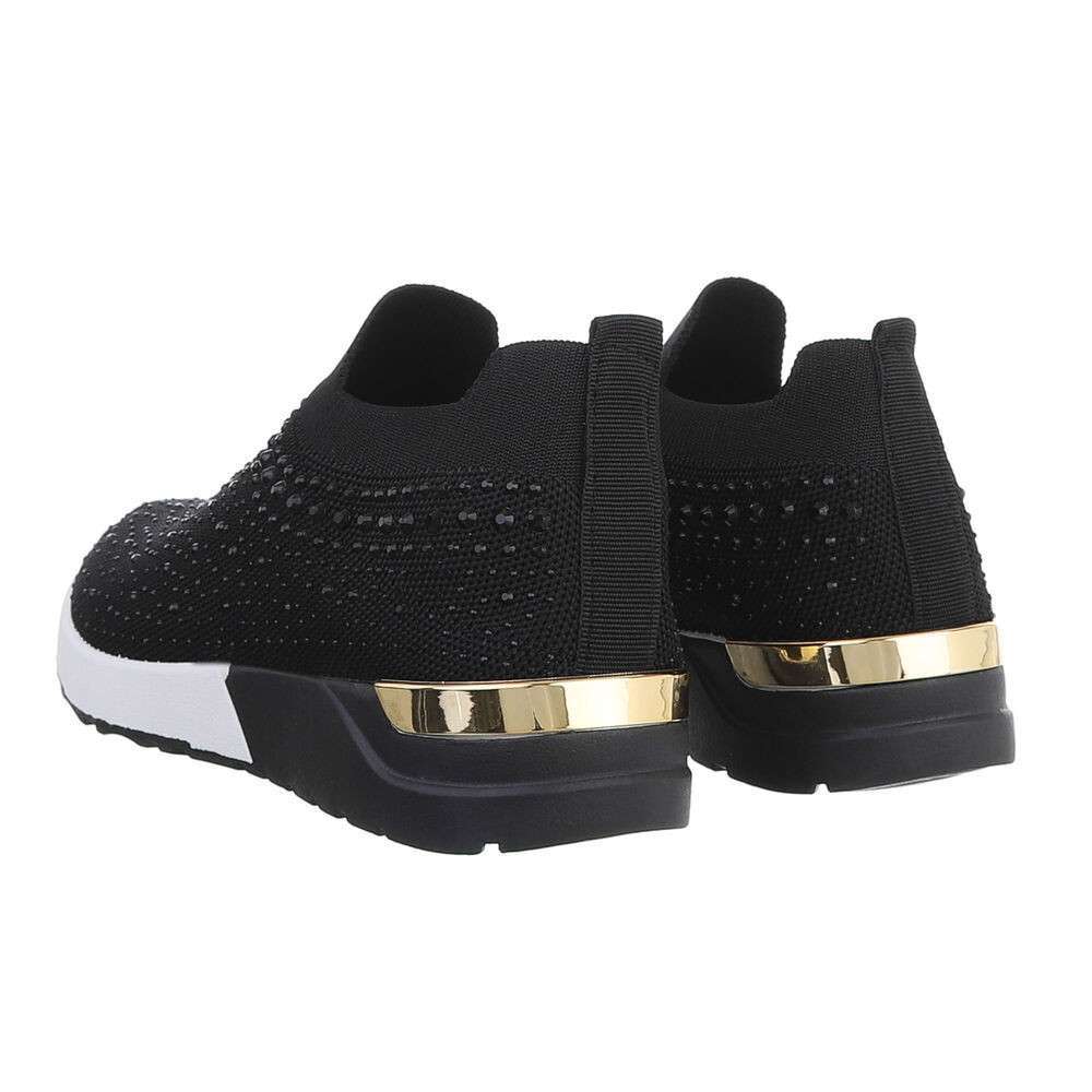 Sneakers cu strasuri - negru dama