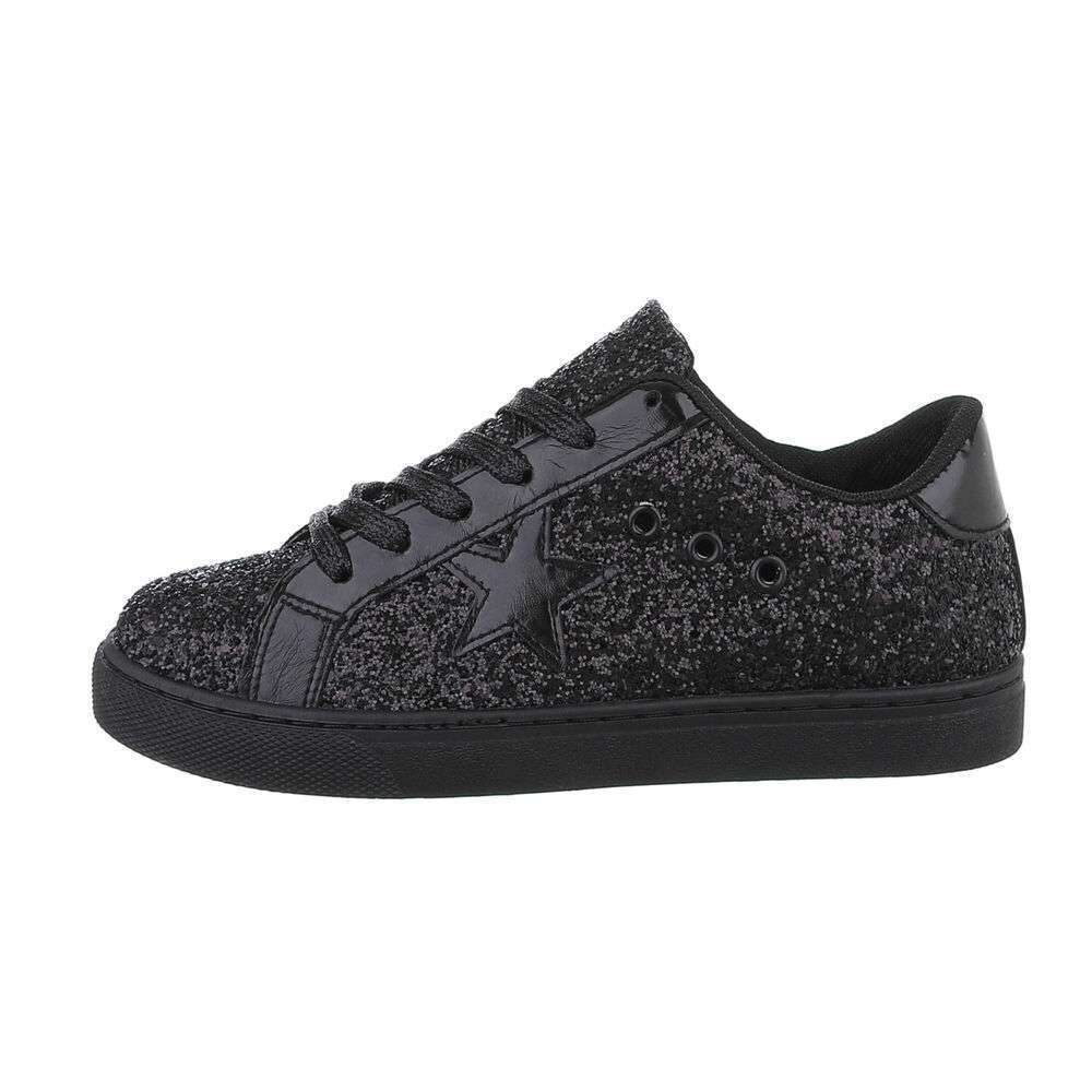 Sneakers cu sclipici - negru dama