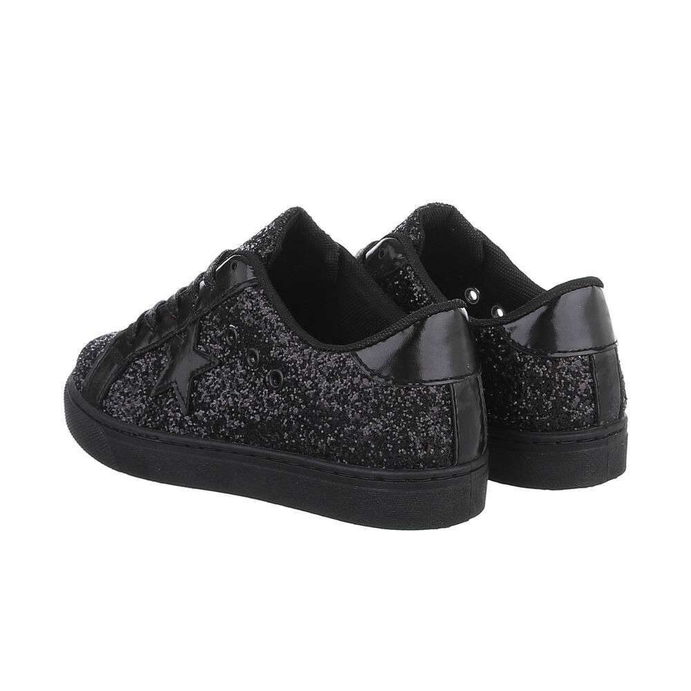 Sneakers cu sclipici - negru dama