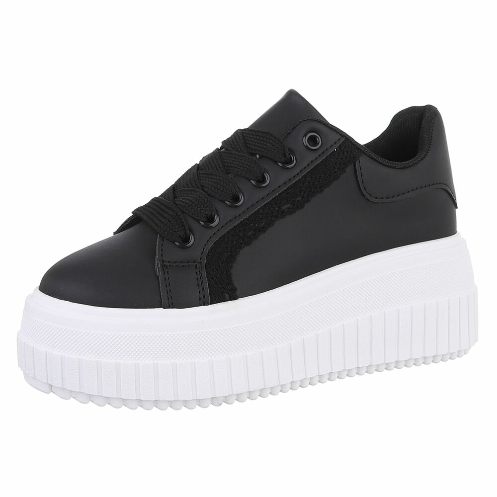 Pantofi sport cu platforma - negru dama