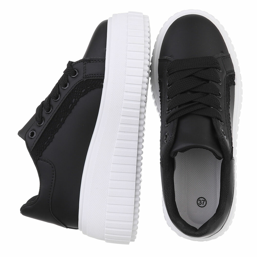 Pantofi sport cu platforma - negru dama