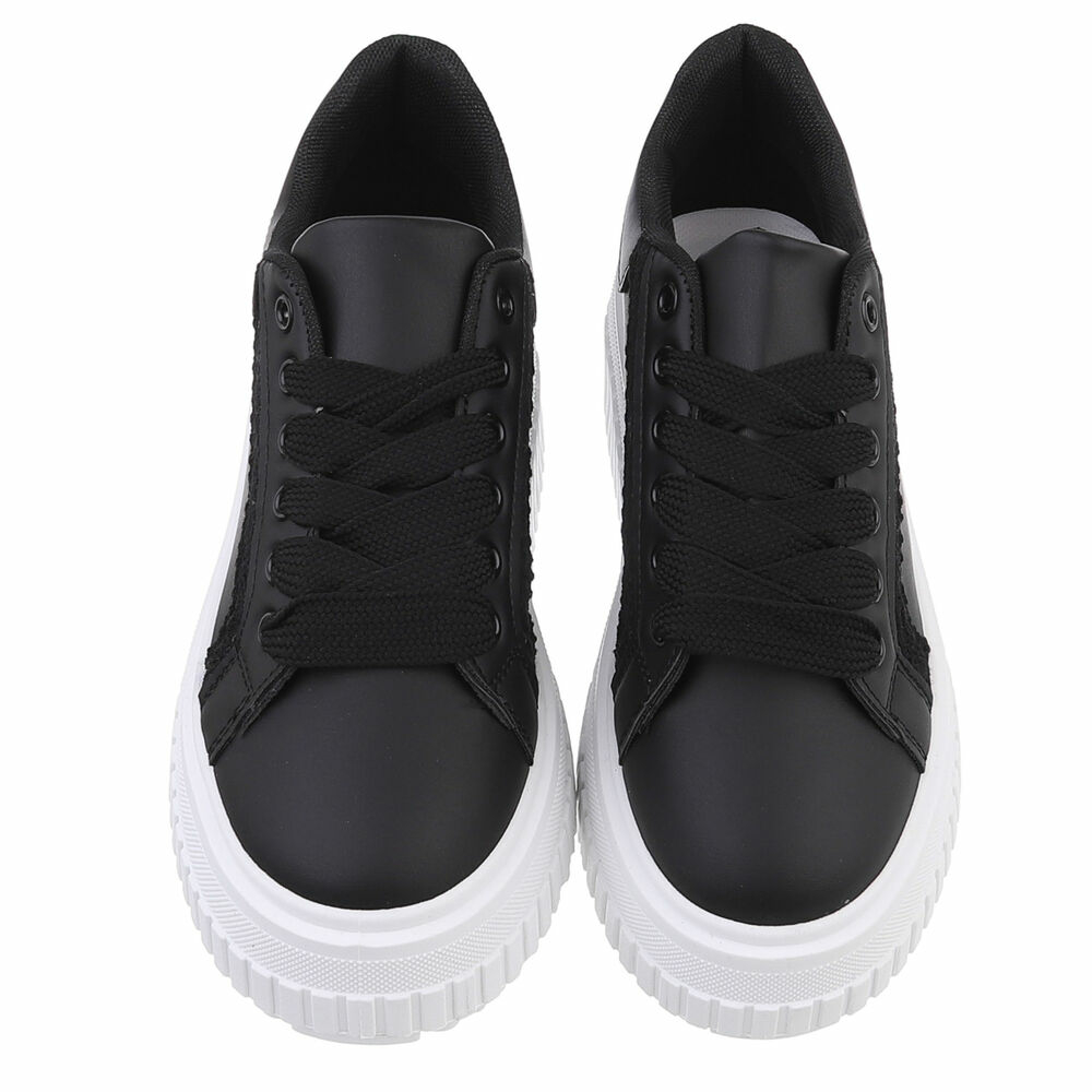 Pantofi sport cu platforma - negru dama