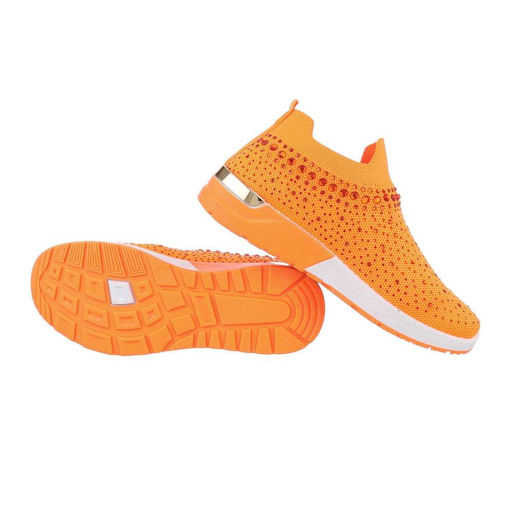 Sneakers cu strasuri - portocaliu dama