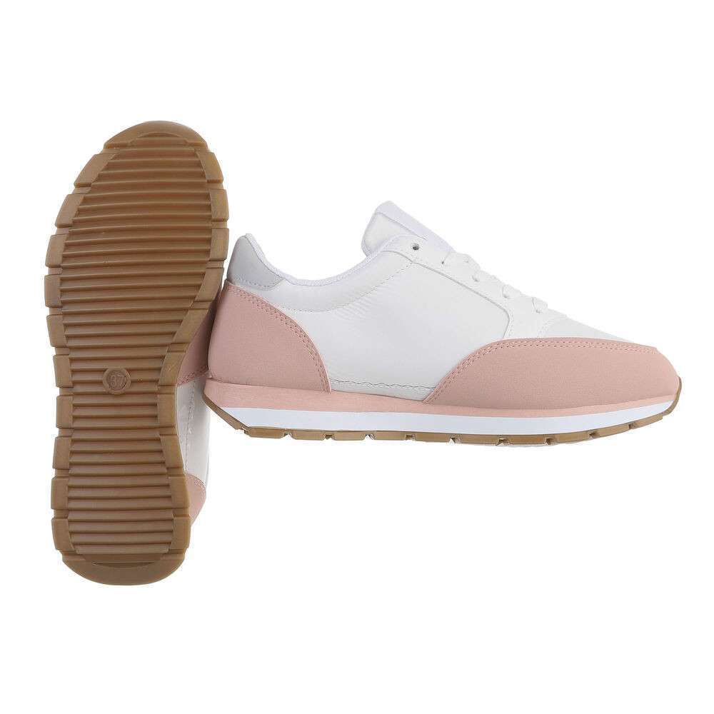 Pantofi sport talpa groasa - roz alb dama