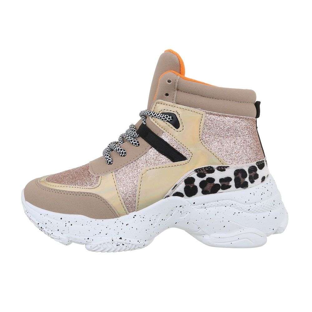 Sneakers colorati cu platforma - auriu dama