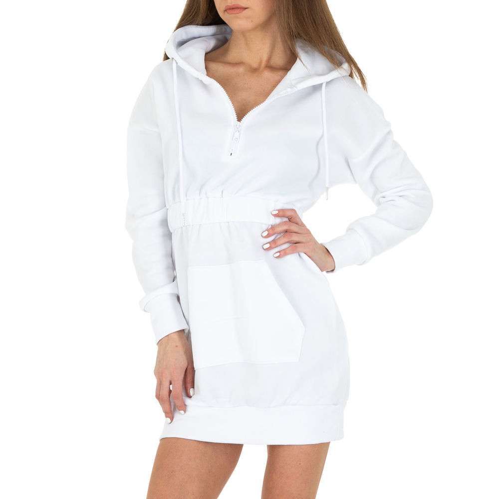 Rochie hanorac scurta cu gluga - Emma & Ashley Design alb dama