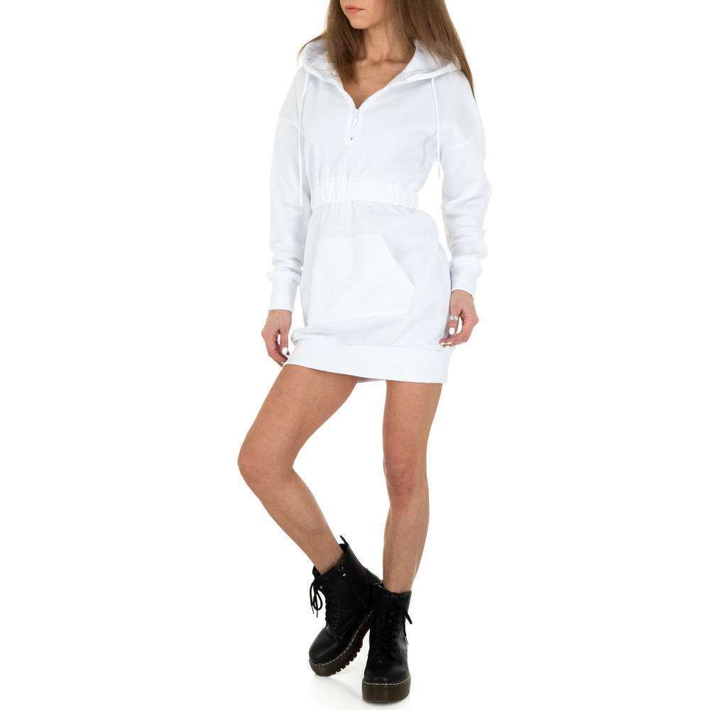 Rochie hanorac scurta cu gluga - Emma & Ashley Design alb dama