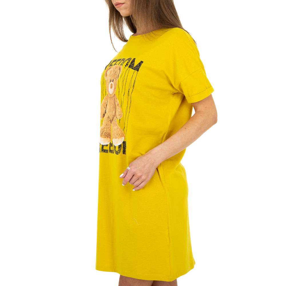 Rochie tricou cu imprimeu - galben dama