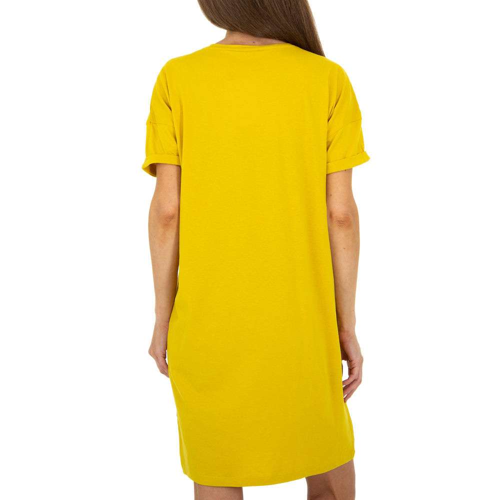Rochie tricou cu imprimeu - galben dama