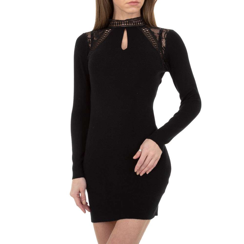 Rochie scurta cu maneca lunga - negru dama