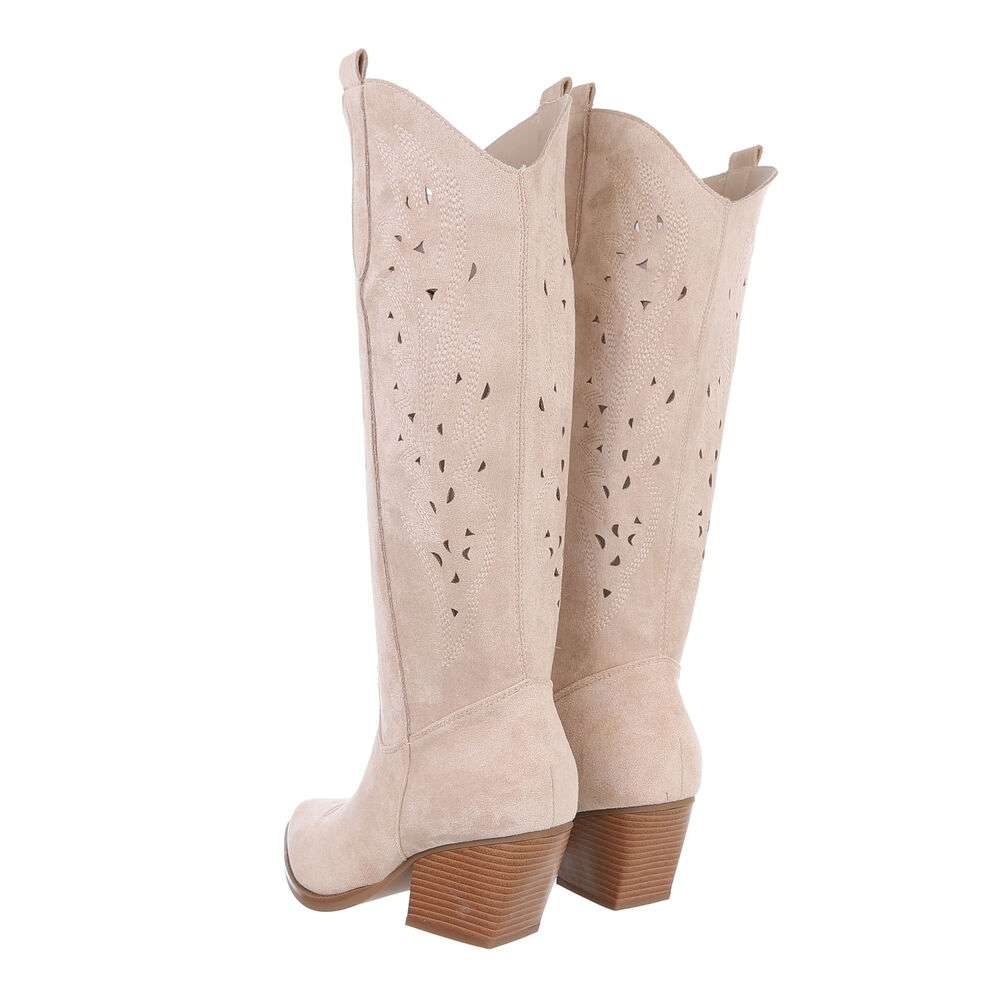 Ciocate western cu toc gros - & Cizme Biker - beigesuede dama