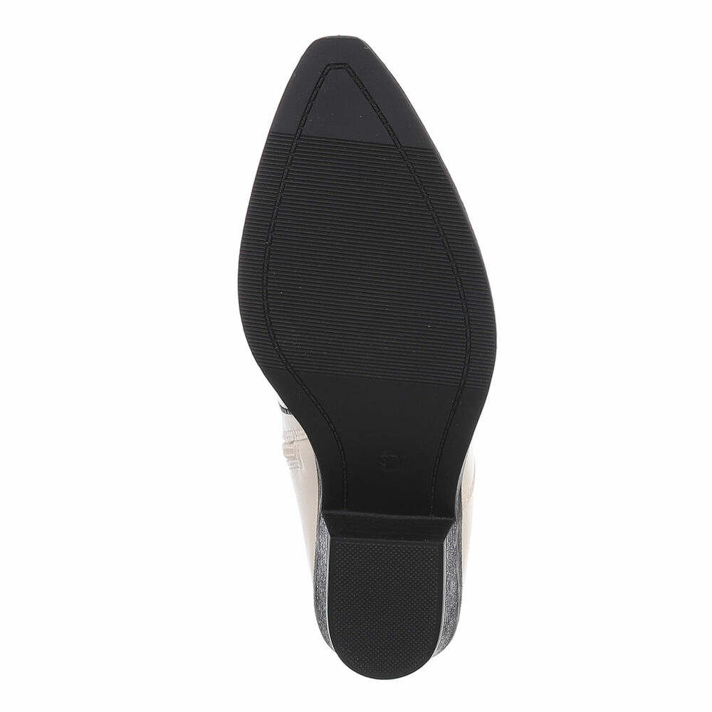 Ciocate western cu toc gros - & Cizme Biker - bej negru dama