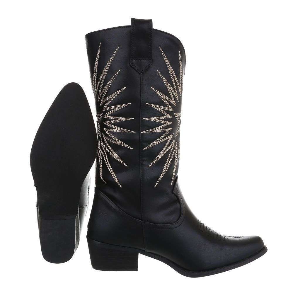 Ghete cowboy inalte - & Cizme Biker - negru dama