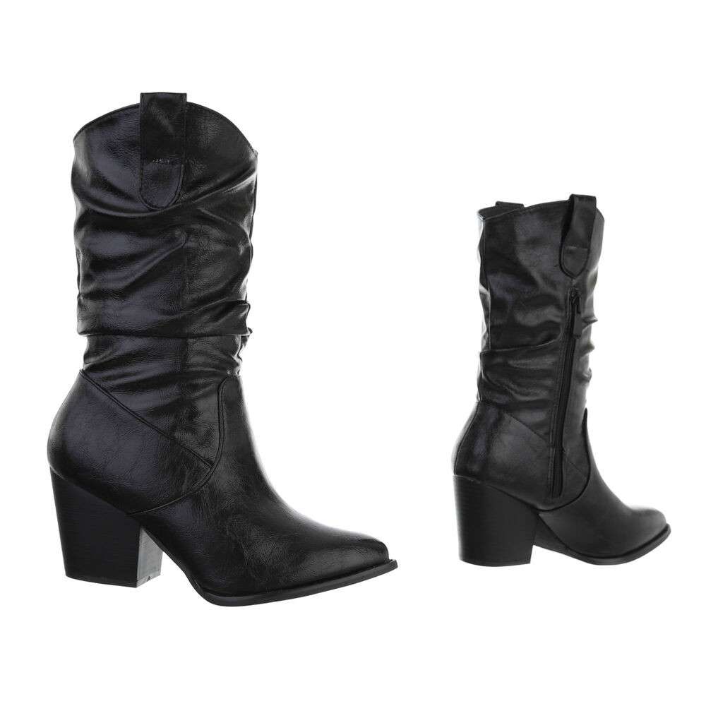 Cizme western cu toc gros - & Cizme Biker - negru dama