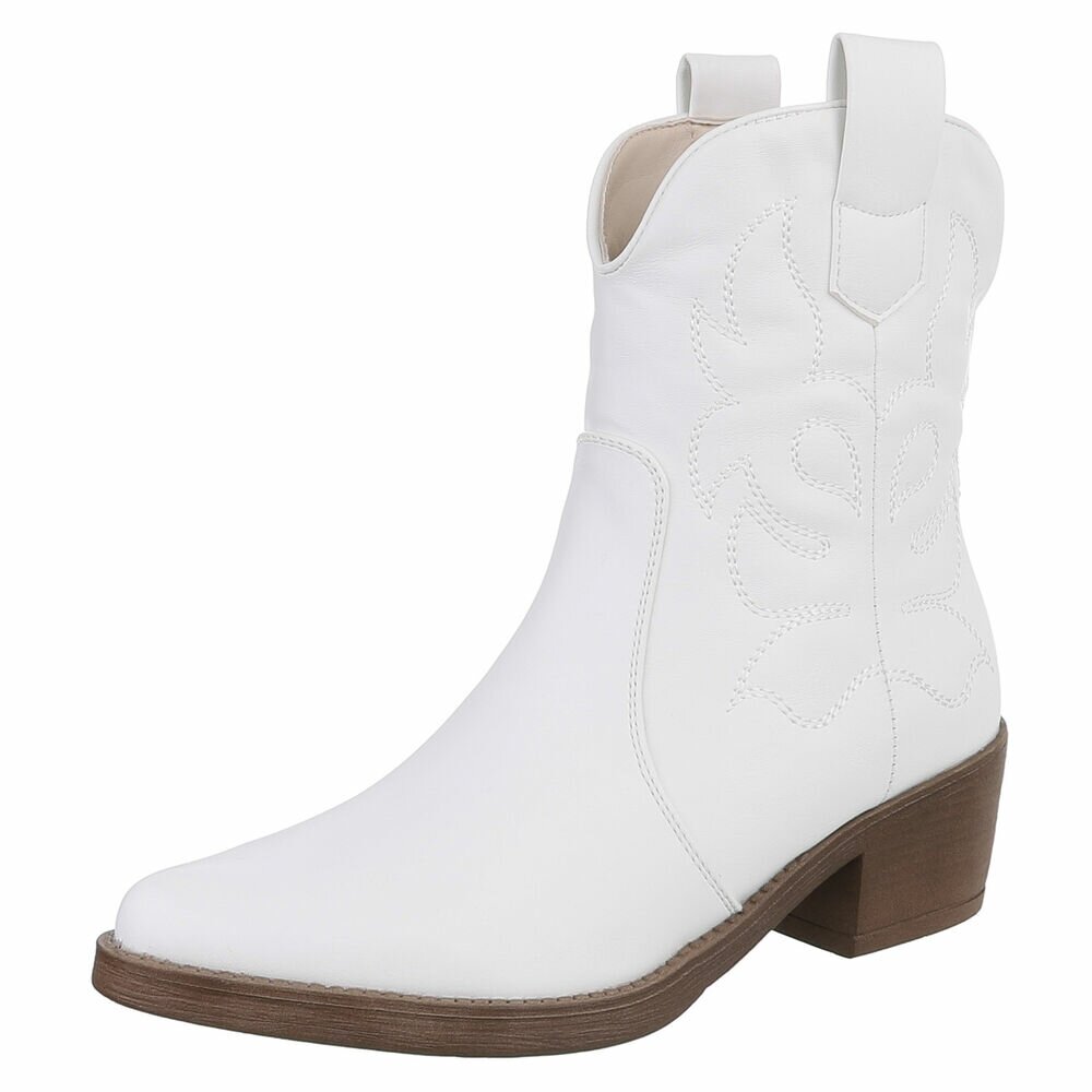 Botine western cu toc mic - & Cizme Biker - whitepu dama