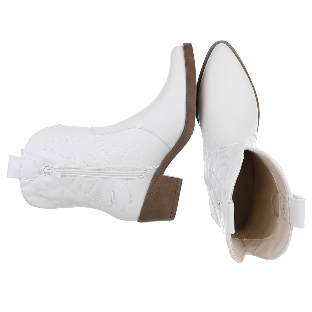 Botine western cu toc mic - & Cizme Biker - whitepu dama