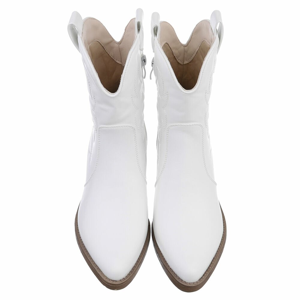 Botine western cu toc mic - & Cizme Biker - whitepu dama