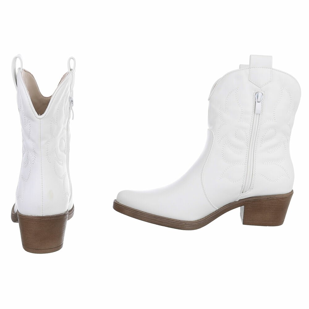 Botine western cu toc mic - & Cizme Biker - whitepu dama
